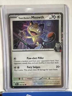 Team Rocket’s Meowth FART SWIRL 🌀 Cosmos Holo 149/182 NM Near mint Pokemon Card - Image 1