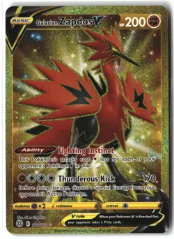 Galarian Zapdos V ⭐ 182/172 Holo Secret Rare Brilliant Stars 2022 Pokemon NM - Image 1