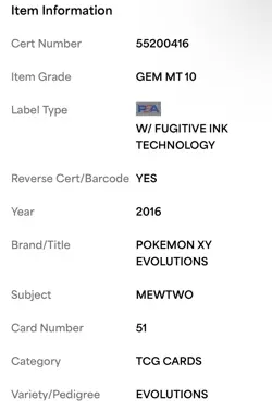 Mewtwo 51/108 Pokemon 2016 XY Evolutions Regular PSA 10 GEM MINT POP 889 #51 - Image 4