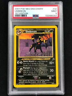 Pokemon 2001 Umbreon 1st Holo 32/75 Neo PSA 9 Mint - Image 1