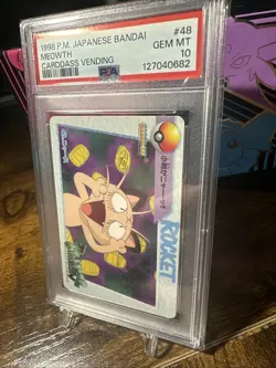 1998 Pokemon Japanese Bandai Anime Vending #48 Meowth PSA 10 - Image 2