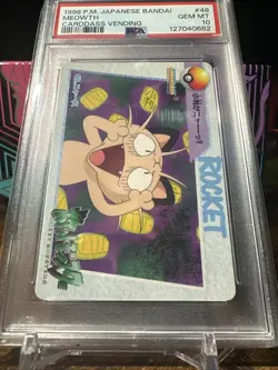 1998 Pokemon Japanese Bandai Anime Vending #48 Meowth PSA 10 - Image 4