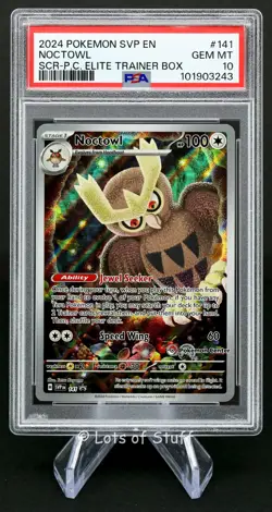 PSA 10 GEM MINT Noctowl Pokemon Center Exclusive Stellar Crown ETB Promo 141 -43 - Image 1