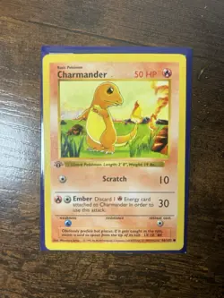 Pokemon Charmander 1st Edition Base Set Shadowless 46/102 50 HP Common WOTC - Image 1