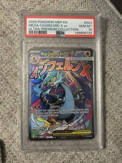 2025 POKEMON MEP EN-ME BLACK STAR PROMO #023 MEGA CHARIZARD X EX PSA 10 - Image 1