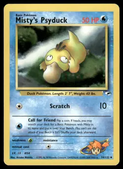 Pokemon Cards Misty's Psyduck 54/132 Unlimited Gym Heroes WOTC Uncommon NM - Image 1