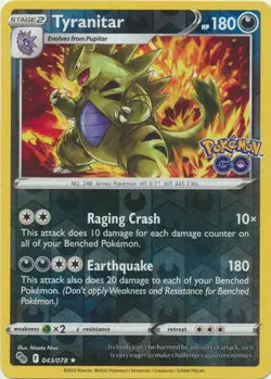 Tyranitar 43/78 Reverse Holo | Pokemon GO | Pokemon Card - Image 1