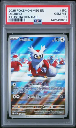 2025 POKEMON MEG EN-MEGA EVOLUTION ILLUSTRATION RARE #152 DELIBIRD PSA 10 - Image 1
