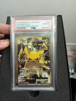 2016 pokemon japanese #094 F/A pikachu ex gem mt exp. 20th anniv-1st ed 10 - Image 1