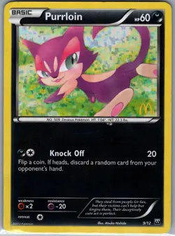 Purrloin - 9/12 Holo McDonald's Promos 2012 - Pokemon Card - MP - Image 1