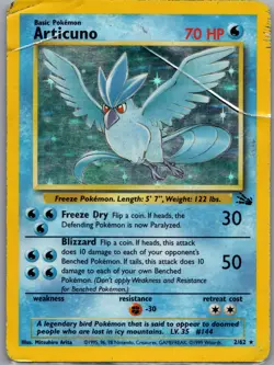 Articuno 2/62 Holo Fossil - Pokemon Card - HP Creased - Image 1