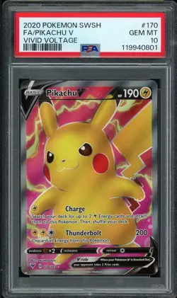 Pokemon Pikachu V Vivid Voltage 170/185 Full Art Ultra Rare Holo PSA 10 - Image 1