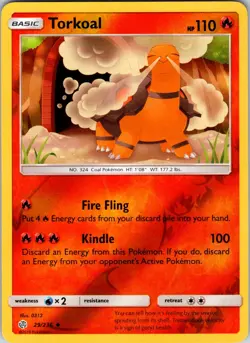 Torkoal 29/236 SM - Cosmic Eclipse Pokemon TCG LP Reverse Holo - Image 1