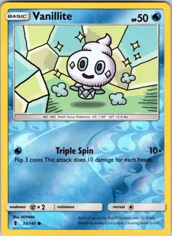 Vanillite 33/145 SM - Guardians Rising Pokemon TCG NM Reverse Holo - Image 1