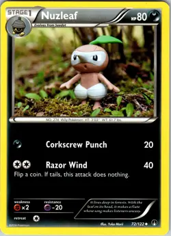 Nuzleaf 72/122 XY - BREAKpoint Pokemon NM Normal - Image 1