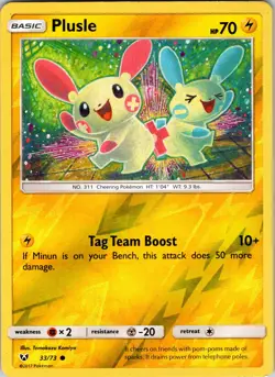 Plusle 33/73 Shining Legends Pokemon LP Reverse Holo - Image 1