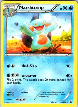Marshtomp 34/160 XY - Primal Clash Pokemon NM Normal - Image 1
