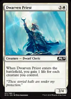MTG 2018 DWARVEN PRIEST - CREATURE CLERIC - Magic the Gathering card game PLAINS - Image 1