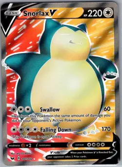 Snorlax V (Full Art) 197/202 SWSH01: Sword & Shield Base Set - Pokemon Card - NM - Image 1