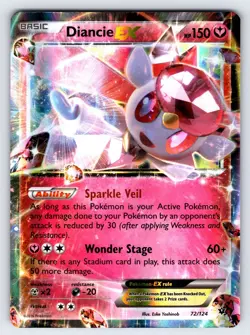 Diancie EX 72/124 Fates Collide Pokemon Card Nintendo Ultra Rare Holo - Lp - Image 1