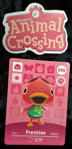 Animal Crossing Nintendo Amiibo Card Freckles #236 Card Stock Authentic - Image 1