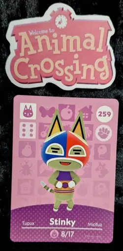 Animal Crossing Nintendo Amiibo Card Stinky #259 Regular Card Stock Authentic - Image 1