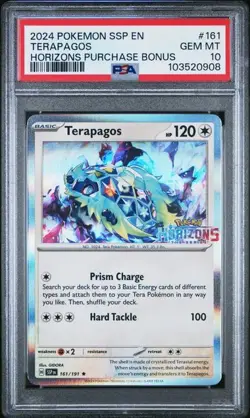 2024 POKEMON SSP EN #161 TERAPAGOS HORIZONS PURCHASE BONUS PSA 10 SURGING SPARKS - Image 1