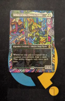 Mikey & Leo, Chaos & Order Borderless Rare TMT Teenage Mutant Ninja Turtles MTG - Image 1