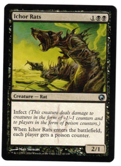 MTG ICHOR RATS SCARS OF MIRRODIN UNCOMMON BLACK CREATURE NM INFECT POISON EDH - Image 1