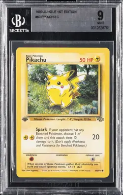1999 POKEMON JUNGLE 1ST EDITION #60 PIKACHU BGS 9 - Image 1