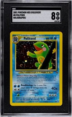Politoed 8/75 Pokemon 2001 Neo Discovery Unlimited SWIRL Holo Rare SGC 8 NM MINT - Image 1