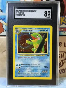 Politoed 8/75 Pokemon 2001 Neo Discovery Unlimited SWIRL Holo Rare SGC 8 NM MINT - Image 3