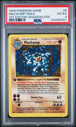 1999 POKEMON GAME 8 MACHAMP-HOLO 1ST EDITION-SHADOWLESS - PSA 4 - Image 1