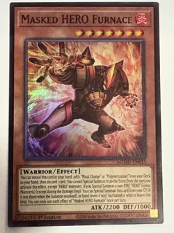 YUGIOH -- Masked HERO Furnace - MZMU-EN015 - Super Rare - 1st Edition - Image 1