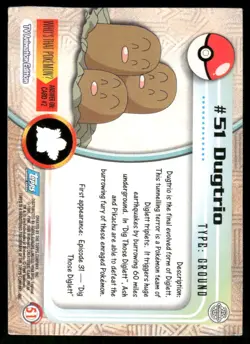 Pokemon Cards Dugtrio #51 Topps Trading Cards Series 1 LP *2 - Image 2