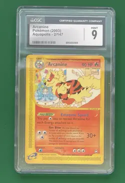 Pokemon TCG 2003 Arcanine 2/147 Aquapolis Regular Rare - CGC 9 - Image 1
