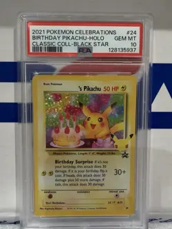 PSA 10 Birthday Pikachu Celebrations 24 Classic Collection Promo Pokemon TCG - Image 1