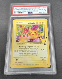 2021 Pokemon Celebrations Birthday Pikachu-Holo Coll-Black Star #24 PSA 10 - Image 1