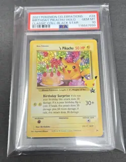 2021 Pokemon Celebrations Birthday Pikachu-Holo Coll-Black Star #24 PSA 10 - Image 5