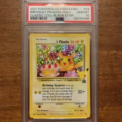 2021 POKEMON CELEBRATIONS CLASSIC COLLECTION #24 BIRTHDAY PIKACHU-HOLO PSA 10 - Image 1