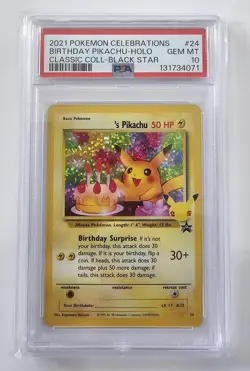 PSA 10 2021 POKEMON CELEBRATIONS BIRTHDAY PIKACHU HOLO - Image 1