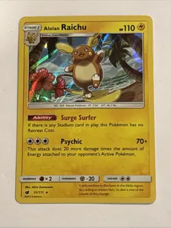 Alolan Raichu 31/111 Sm-Crimson Invasion Holo Pokemon TCG NM 🔥 - Image 1