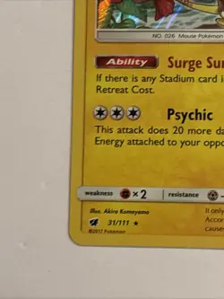 Alolan Raichu 31/111 Sm-Crimson Invasion Holo Pokemon TCG NM 🔥 - Image 5