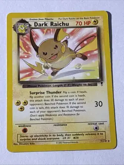 Dark Raichu 7/110 Non Holo Rare - 2002 Pokemon Legendary Collection WotC MP 🔥 - Image 1
