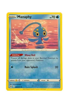 New: 2022 Pokemon TCG Manaphy Sword & Shield: Brilliant Stars 041 Regular Rare - Image 1