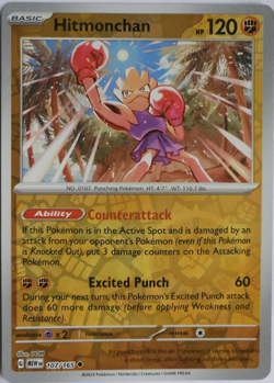 Hitmonchan 107/165 Reverse Holo - Pokemon Scarlet and Violet 151 Near Mint - Image 1