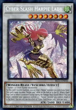 Yu-Gi-Oh! Cyber Slash Harpie Lady Limited BLC1-EN010 Secret Rare NM/LP x1 - Image 1