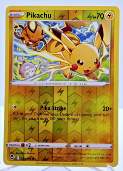 Pikachu 049/195 - Reverse Holo - Pokemon TCG Card - Silver Tempest - NEAR MINT - Image 1