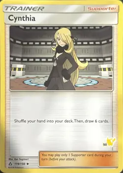 Cynthia 119/156 Uncommon Ultra Prism Pokemon Near Mint Pikachu Stamp - Image 1