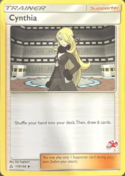 Cynthia 119/156 Uncommon Ultra Prism Pokemon Near Mint Mewtwo Stamp - Image 1